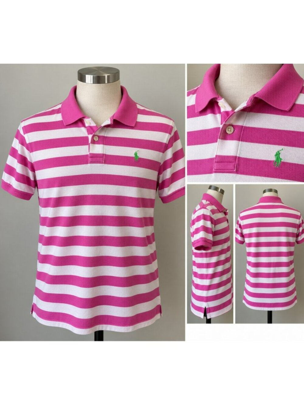 Polo Ralph Lauren Shirt Mens XXL Pink White Pastel Stripe Custom Fit Cotton